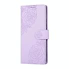 For OPPO Reno11 Global Rose Flower Embossed 3-Card Slots Leather Phone Case(Purple) - 2