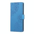 For OPPO Reno12 Pro 5G Global Rose Flower Embossed 3-Card Slots Leather Phone Case(Blue) - 2