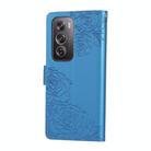 For OPPO Reno12 Pro 5G Global Rose Flower Embossed 3-Card Slots Leather Phone Case(Blue) - 3