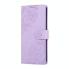 For OPPO Reno12 Pro 5G Global Rose Flower Embossed 3-Card Slots Leather Phone Case(Purple) - 2