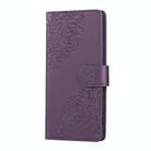 For OPPO Reno12 Pro 5G Global Rose Flower Embossed 3-Card Slots Leather Phone Case(Deep Purple) - 2