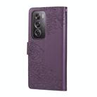 For OPPO Reno12 Pro 5G Global Rose Flower Embossed 3-Card Slots Leather Phone Case(Deep Purple) - 3