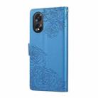 For OPPO A38 4G / A18 Rose Flower Embossed 3-Card Slots Leather Phone Case(Blue) - 3