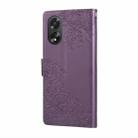 For OPPO A38 4G / A18 Rose Flower Embossed 3-Card Slots Leather Phone Case(Deep Purple) - 3