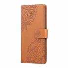 For OPPO A94 4G / F19 Pro Rose Flower Embossed 3-Card Slots Leather Phone Case(Brown) - 2
