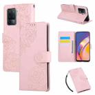 For OPPO A94 4G / F19 Pro Rose Flower Embossed 3-Card Slots Leather Phone Case(Pink) - 1