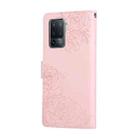 For OPPO A94 4G / F19 Pro Rose Flower Embossed 3-Card Slots Leather Phone Case(Pink) - 3