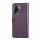 For OPPO A94 4G / F19 Pro Rose Flower Embossed 3-Card Slots Leather Phone Case(Deep Purple) - 3