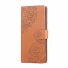 For OPPO Reno8 5G Rose Flower Embossed 3-Card Slots Leather Phone Case(Brown) - 2