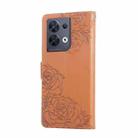 For OPPO Reno8 5G Rose Flower Embossed 3-Card Slots Leather Phone Case(Brown) - 3