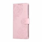 For OPPO Reno8 5G Rose Flower Embossed 3-Card Slots Leather Phone Case(Pink) - 2
