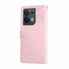For OPPO Reno8 5G Rose Flower Embossed 3-Card Slots Leather Phone Case(Pink) - 3
