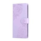 For OPPO Reno8 5G Rose Flower Embossed 3-Card Slots Leather Phone Case(Purple) - 2
