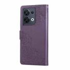 For OPPO Reno8 5G Rose Flower Embossed 3-Card Slots Leather Phone Case(Deep Purple) - 3