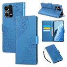 For OPPO Reno7 4G / F21 Pro 4G Rose Flower Embossed 3-Card Slots Leather Phone Case(Blue) - 1