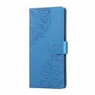 For OPPO Reno7 4G / F21 Pro 4G Rose Flower Embossed 3-Card Slots Leather Phone Case(Blue) - 2