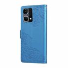 For OPPO Reno7 4G / F21 Pro 4G Rose Flower Embossed 3-Card Slots Leather Phone Case(Blue) - 3