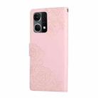 For OPPO Reno7 4G / F21 Pro 4G Rose Flower Embossed 3-Card Slots Leather Phone Case(Pink) - 3