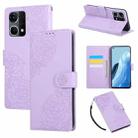 For OPPO Reno7 4G / F21 Pro 4G Rose Flower Embossed 3-Card Slots Leather Phone Case(Purple) - 1