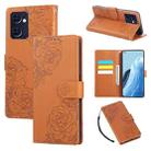For OPPO Reno7 5G / Find X5 Lite Rose Flower Embossed 3-Card Slots Leather Phone Case(Brown) - 1