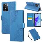 For OPPO A77 Rose Flower Embossed 3-Card Slots Leather Phone Case(Blue) - 1