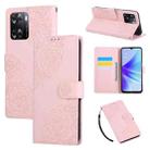 For OPPO A77 Rose Flower Embossed 3-Card Slots Leather Phone Case(Pink) - 1