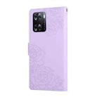 For OPPO A77 Rose Flower Embossed 3-Card Slots Leather Phone Case(Purple) - 3