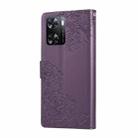 For OPPO A77 Rose Flower Embossed 3-Card Slots Leather Phone Case(Deep Purple) - 3