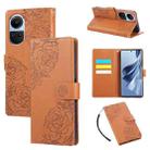 For OPPO Reno10 5G Global Rose Flower Embossed 3-Card Slots Leather Phone Case(Brown) - 1