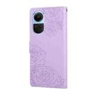 For OPPO Reno10 5G Global Rose Flower Embossed 3-Card Slots Leather Phone Case(Purple) - 3