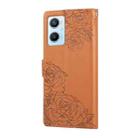 For OPPO A96 5G Rose Flower Embossed 3-Card Slots Leather Phone Case(Brown) - 3