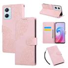 For OPPO A96 5G Rose Flower Embossed 3-Card Slots Leather Phone Case(Pink) - 1