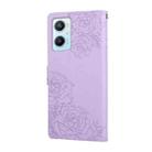 For OPPO A96 5G Rose Flower Embossed 3-Card Slots Leather Phone Case(Purple) - 3