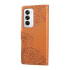 For OPPO Reno12 5G Global Rose Flower Embossed 3-Card Slots Leather Phone Case(Brown) - 3