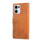 For OPPO Reno13 5G Global Rose Flower Embossed 3-Card Slots Leather Phone Case(Brown) - 3