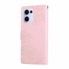 For OPPO Reno13 5G Global Rose Flower Embossed 3-Card Slots Leather Phone Case(Pink) - 3