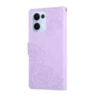 For OPPO Reno13 5G Global Rose Flower Embossed 3-Card Slots Leather Phone Case(Purple) - 3
