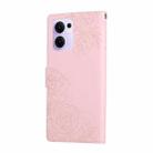For OPPO Reno13 F 5G Global Rose Flower Embossed 3-Card Slots Leather Phone Case(Pink) - 3
