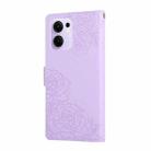 For OPPO Reno13 F 5G Global Rose Flower Embossed 3-Card Slots Leather Phone Case(Purple) - 3