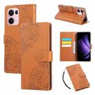 For OPPO Reno13 Pro 5G Global Rose Flower Embossed 3-Card Slots Leather Phone Case(Brown) - 1