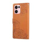 For OPPO Reno13 Pro 5G Global Rose Flower Embossed 3-Card Slots Leather Phone Case(Brown) - 3