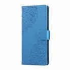 For OPPO Reno13 Pro 5G Global Rose Flower Embossed 3-Card Slots Leather Phone Case(Blue) - 2