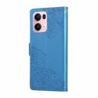 For OPPO Reno13 Pro 5G Global Rose Flower Embossed 3-Card Slots Leather Phone Case(Blue) - 3