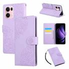For OPPO Reno13 Pro 5G Global Rose Flower Embossed 3-Card Slots Leather Phone Case(Purple) - 1