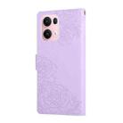 For OPPO Reno13 Pro 5G Global Rose Flower Embossed 3-Card Slots Leather Phone Case(Purple) - 3