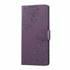 For OPPO Reno13 Pro 5G Global Rose Flower Embossed 3-Card Slots Leather Phone Case(Deep Purple) - 2