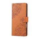 For OPPO A3X 5G India / 4G / A3 Global Rose Flower Embossed 3-Card Slots Leather Phone Case(Brown) - 2