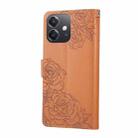 For OPPO A3X 5G India / 4G / A3 Global Rose Flower Embossed 3-Card Slots Leather Phone Case(Brown) - 3