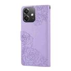 For OPPO A3X 5G India / 4G / A3 Global Rose Flower Embossed 3-Card Slots Leather Phone Case(Purple) - 3