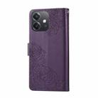 For OPPO A3X 5G India / 4G / A3 Global Rose Flower Embossed 3-Card Slots Leather Phone Case(Deep Purple) - 3